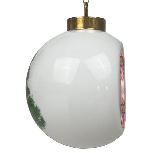 Birds & Hearts Ceramic Christmas Ornament - Xmas Tree (Side View)