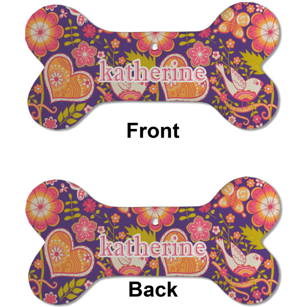 Birds & Hearts Ceramic Flat Ornament - Bone Front & Back (APPROVAL)