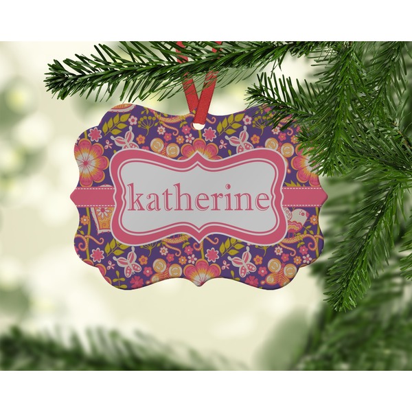 Birds & Hearts Christmas Ornament (On Tree)