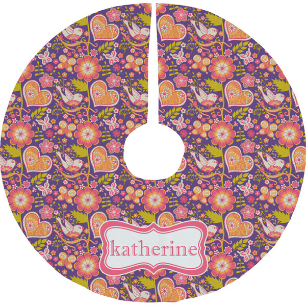 Custom Birds & Hearts Tree Skirt (Personalized)