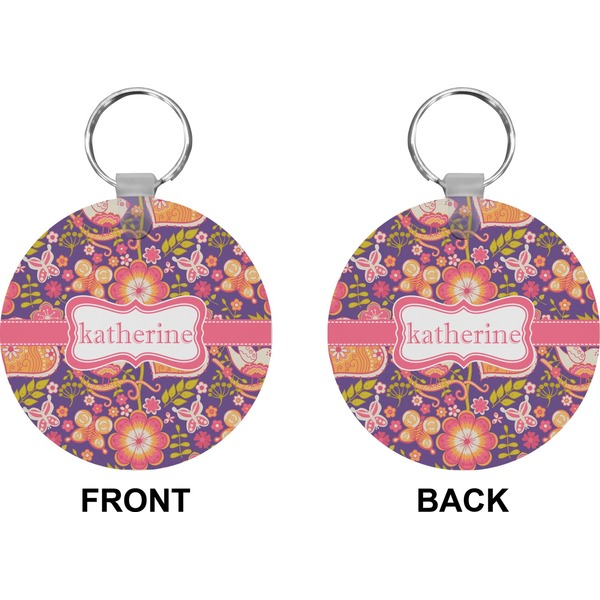 Birds & Hearts Circle Keychain (Front + Back)