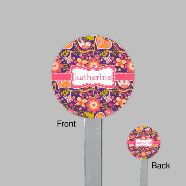 Birds & Hearts Clear Plastic 7" Stir Stick - Round - Front & Back