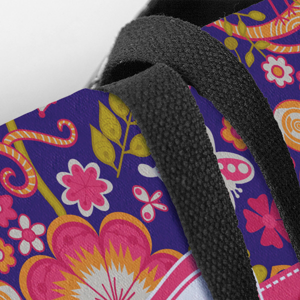 Birds & Hearts Closeup of Tote w/Black Handles