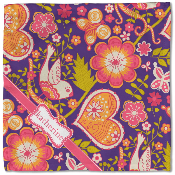 Birds & Hearts Cloth Napkins - Personalized Lunch (Single Full Open)