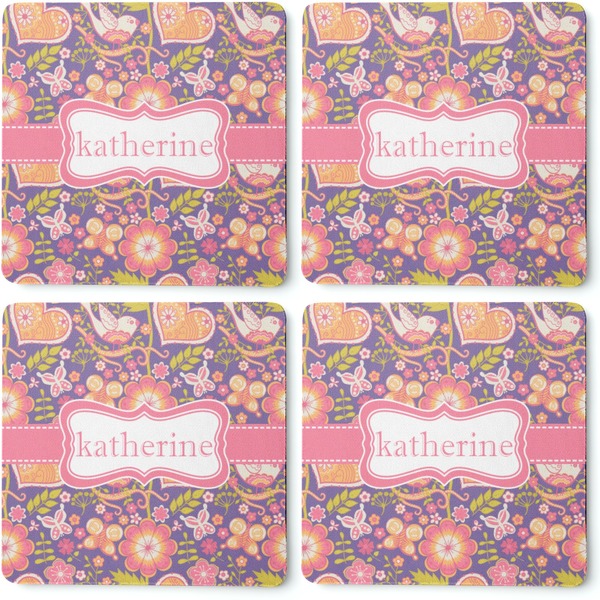 Birds & Hearts Coaster Rubber Back - Apvl