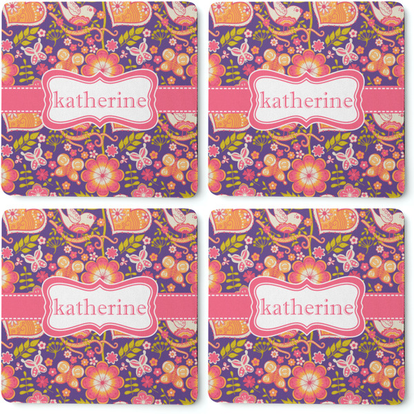 Birds & Hearts Coaster Rubber Back - Apvl