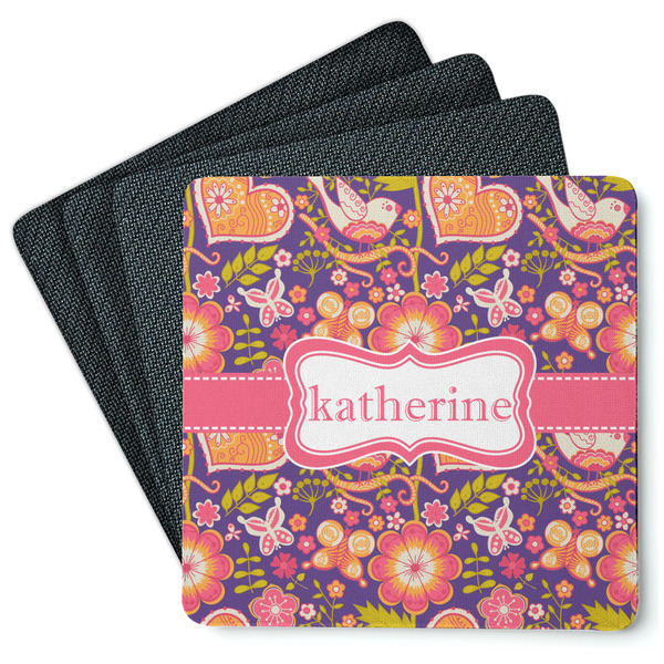 Birds & Hearts Coaster Rubber Back - Main