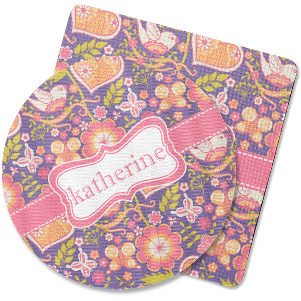Custom Birds & Hearts Rubber Backed Coaster (Personalized)