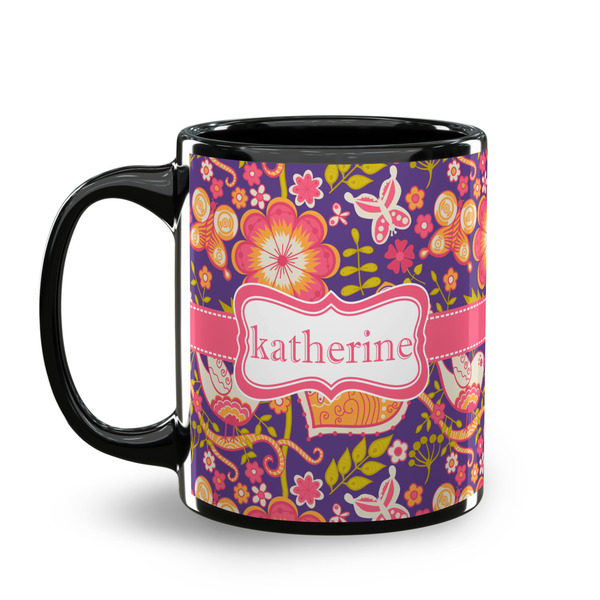 Birds & Hearts Coffee Mug - 11 oz - Black