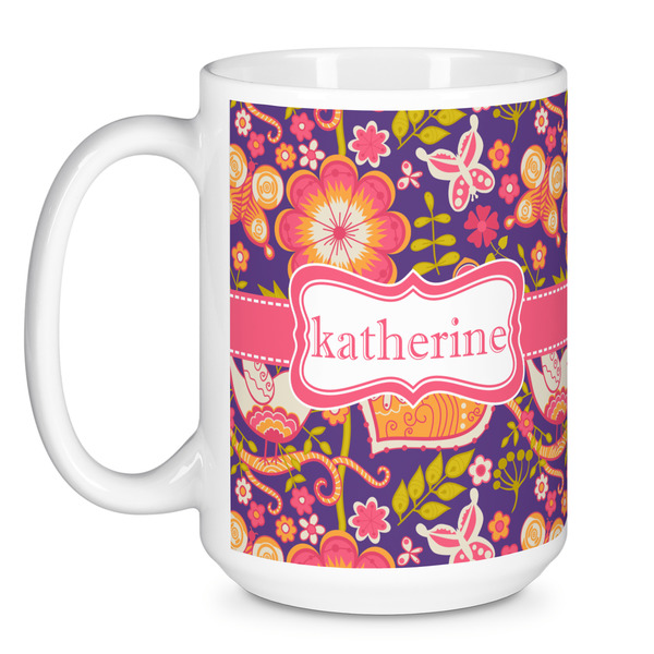 Birds & Hearts Coffee Mug - 15 oz - White