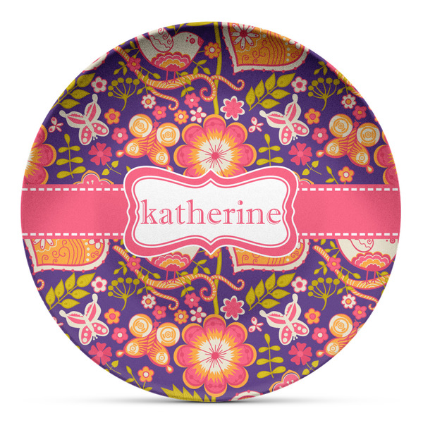 Custom Birds & Hearts Microwave Safe Plastic Plate - Composite Polymer (Personalized)