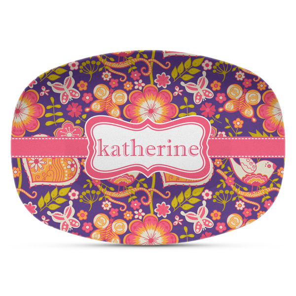 Custom Birds & Hearts Plastic Platter - Microwave & Oven Safe Composite Polymer (Personalized)