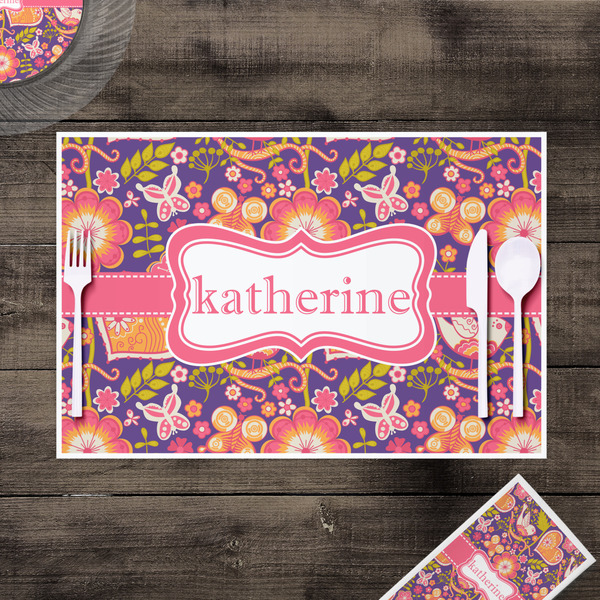 Birds & Hearts Disposable Paper Placemat - In Context