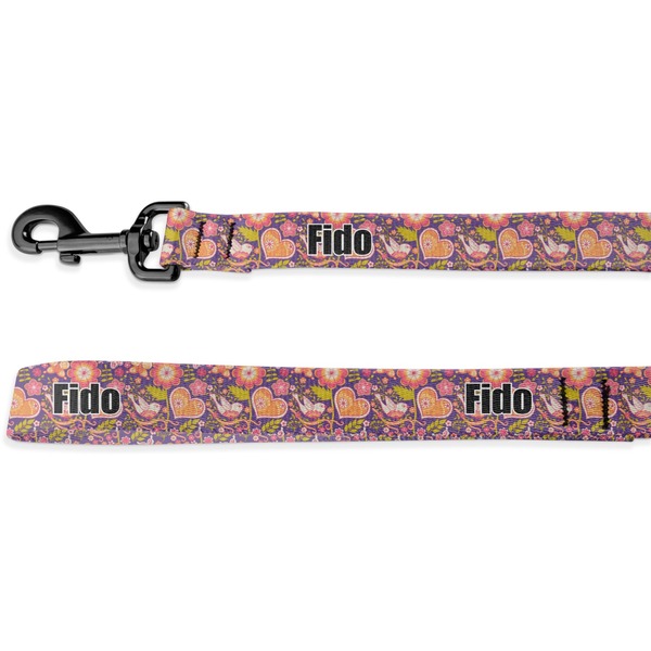 Custom Birds & Hearts Deluxe Dog Leash - 4 ft (Personalized)