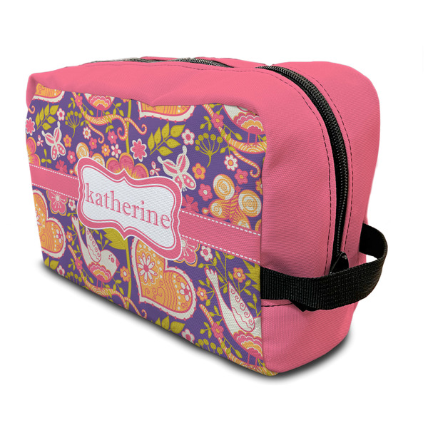 Custom Birds & Hearts Toiletry Bag / Dopp Kit (Personalized)