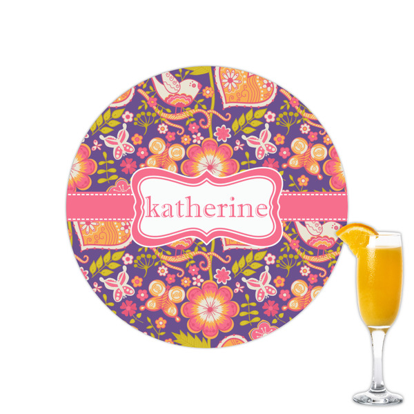 Custom Birds & Hearts Printed Drink Topper - 2.15" (Personalized)