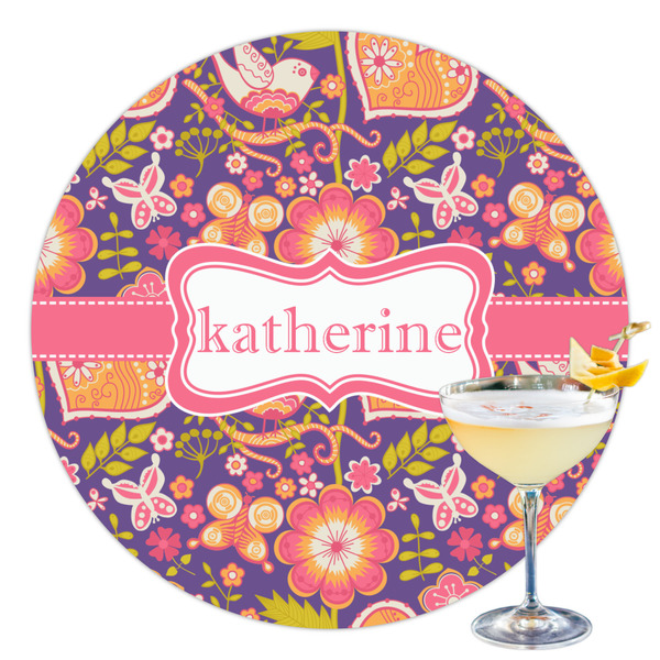 Custom Birds & Hearts Printed Drink Topper - 3.5" (Personalized)
