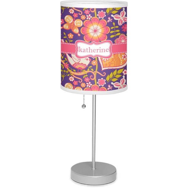 Custom Birds & Hearts Lamp with Drum Shade (Personalized)