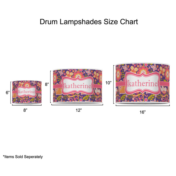 Birds & Hearts Drum Lampshades - Sizing Chart