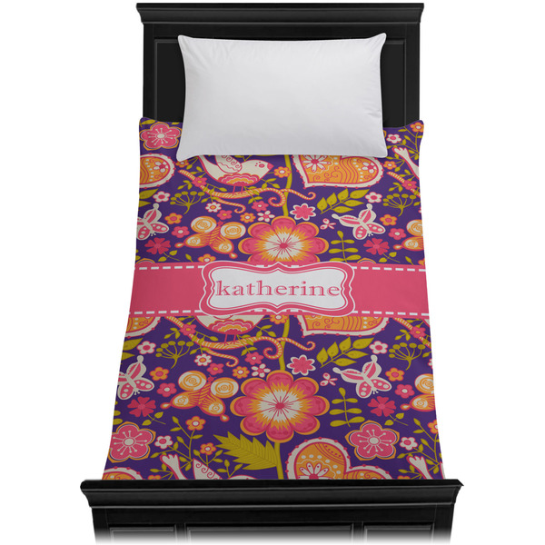 Birds & Hearts Duvet Cover - Twin - On Bed - No Prop