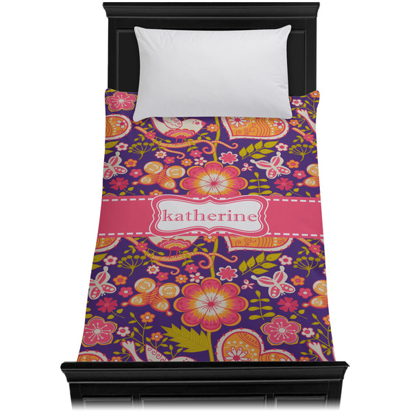 Birds & Hearts Duvet Cover - Twin XL - On Bed - No Prop