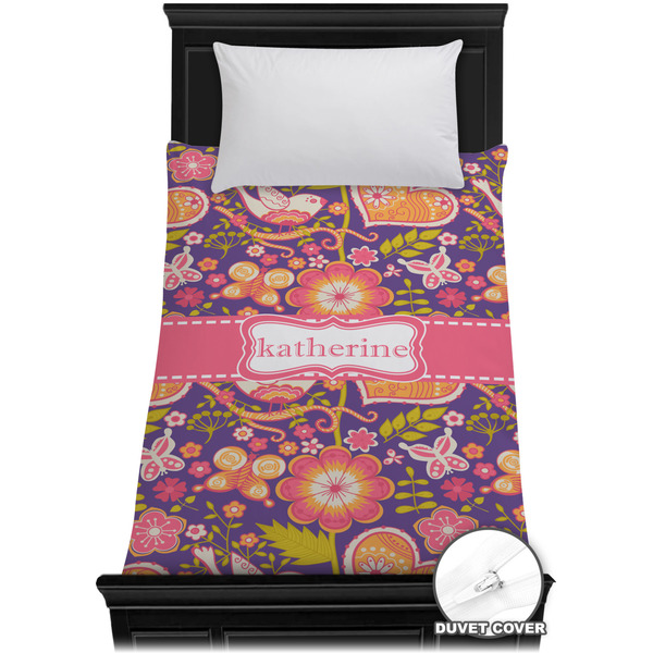 Custom Birds & Hearts Duvet Cover - Twin XL (Personalized)