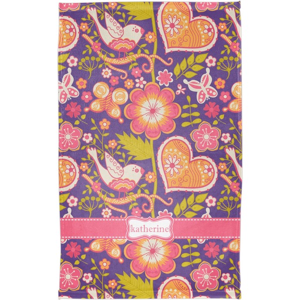 Birds & Hearts Finger Tip Towel - Full View
