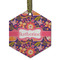 Birds & Hearts Flat Glass Ornament - Hexagon w/ Name or Text