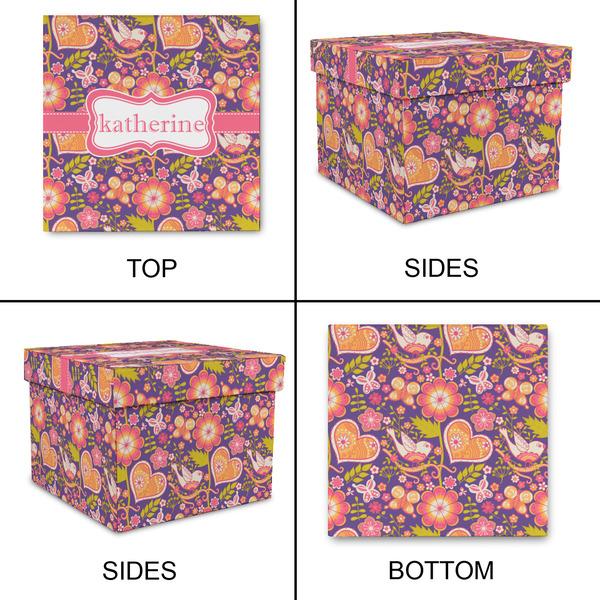 Birds & Hearts Gift Boxes with Lid - Canvas Wrapped - Large - Approval