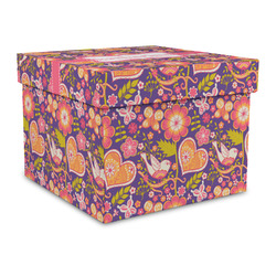 Birds & Hearts Gift Box with Lid - Canvas Wrapped - Large (Personalized)