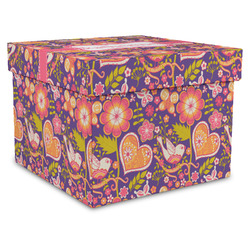Birds & Hearts Gift Box with Lid - Canvas Wrapped - XX-Large (Personalized)