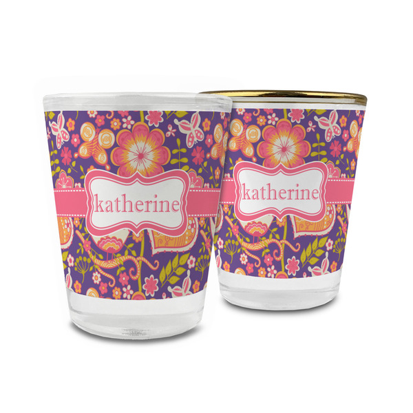 Custom Birds & Hearts Glass Shot Glass - 1.5 oz (Personalized)