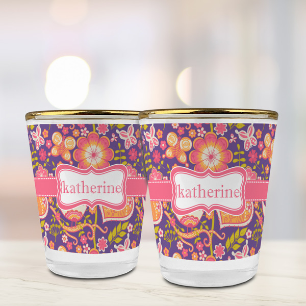 Birds & Hearts Glass Shot Glass - with gold rim - LIFESTYLE