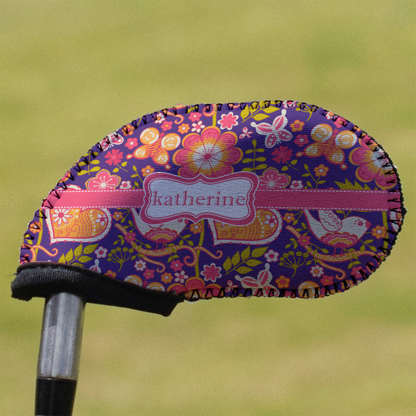 Custom Birds & Hearts Golf Club Iron Cover (Personalized)