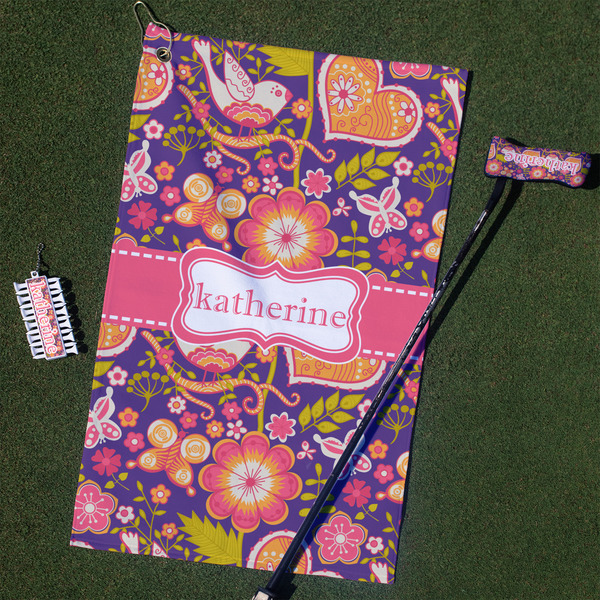 Custom Birds & Hearts Golf Towel Gift Set (Personalized)