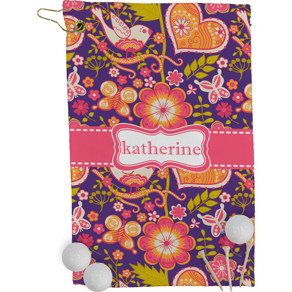 Birds & Hearts Golf Towel (Personalized)