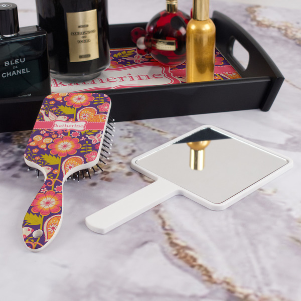 Birds & Hearts Hair Brush - With Hand Mirror