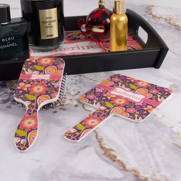 Birds & Hearts Hair Brush and Hand Mirror - Bathroom Scene