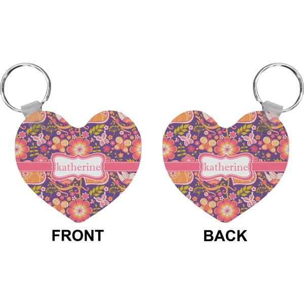 Birds & Hearts Heart Keychain (Front + Back)
