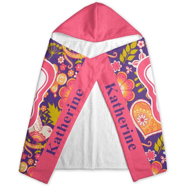 Birds & Hearts Hooded Towel - Folded