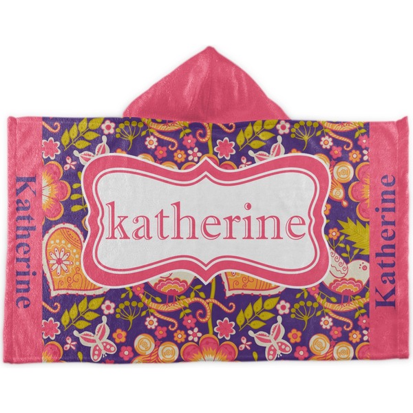 Custom Birds & Hearts Kids Hooded Towel (Personalized)