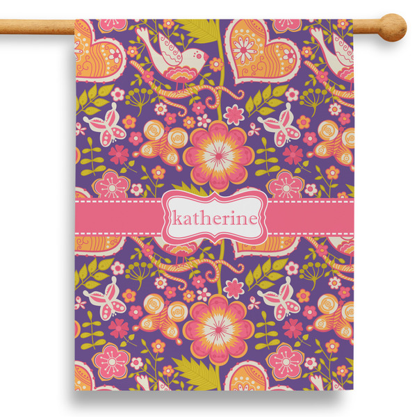 Custom Birds & Hearts 28" House Flag (Personalized)