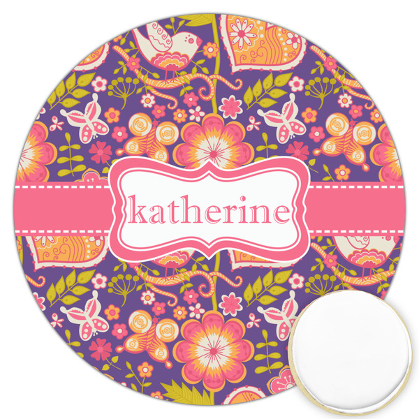 Custom Birds & Hearts Printed Cookie Topper - 3.25" (Personalized)