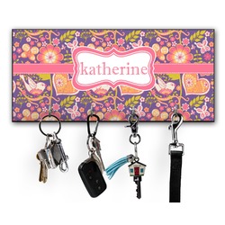 Birds & Hearts Key Hanger w/ 4 Hooks w/ Name or Text