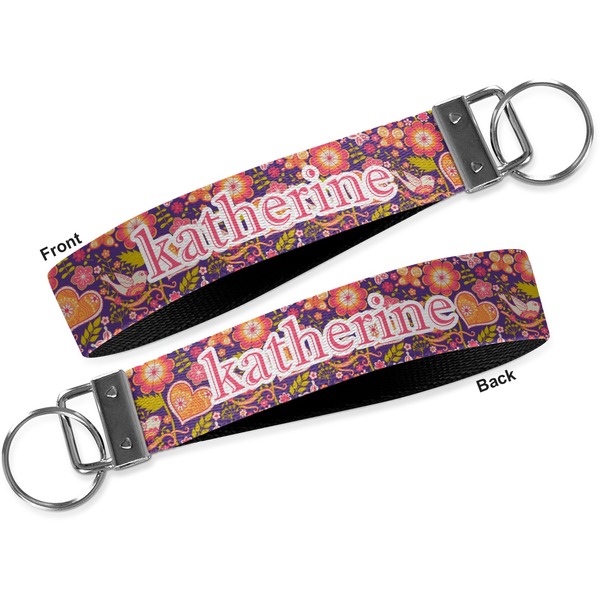 Birds & Hearts Key-chain - Metal and Nylon - Front and Back