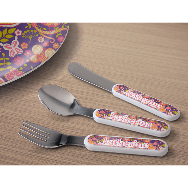 Birds & Hearts Kids Flatware w/ Plate