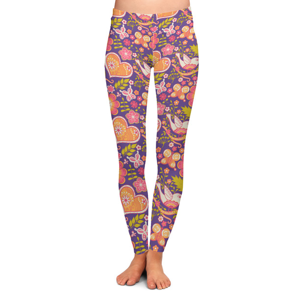 Custom Birds & Hearts Ladies Leggings - Extra Large