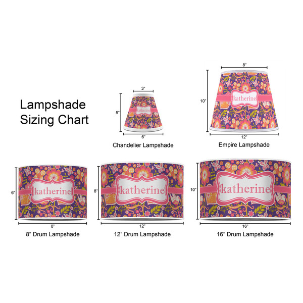 Birds & Hearts Lampshade Sizing Chart