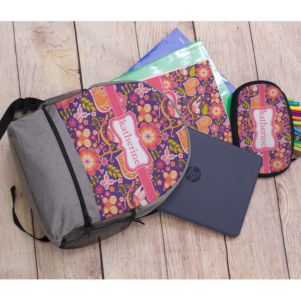 Birds & Hearts Large Backpack - Gray - With Stuff