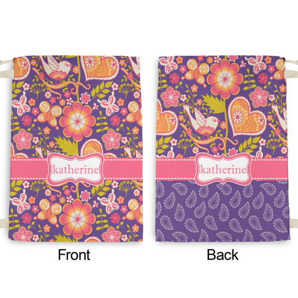 Birds & Hearts Large Laundry Bag - Front & Back View